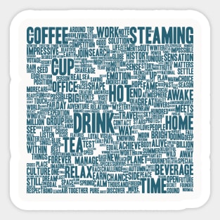 Coffee Tea Cup Pattern Text Word Cloud Sticker